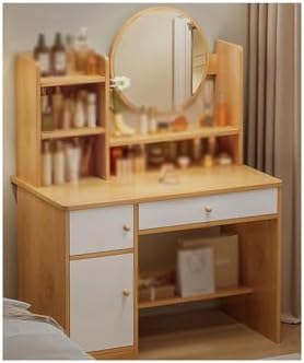 Dressing table,Vanity Table Set Bedroom Makeup Desk Vanity Table Wooden Modern Bedroom Dresser Vanity Table With Led Lights Vanity Table With Mirror 4 Drawers White Dressing Table(Wood,ORDIN