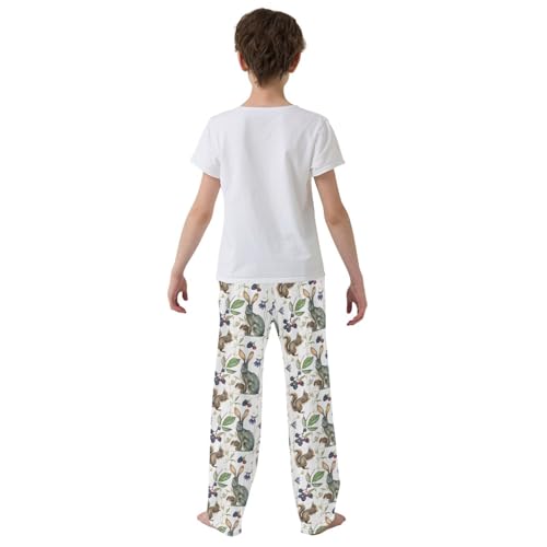 ZZXXB Squirrel Bunny Berry Boys Long Pants Soft Trousers Elastic Waist Kids Lounge Bottoms with Pockets S-XL3