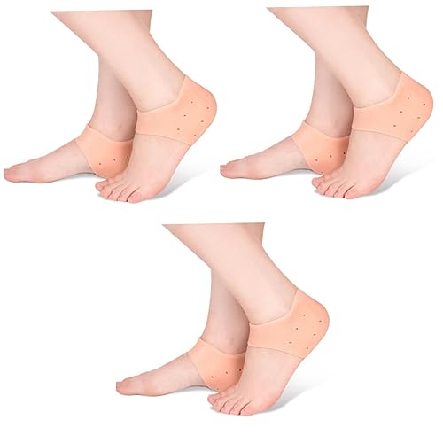 Housoutil 3pcs Pair Silicone Gel Heel Socks Plantar Relief Moisturizing Foot Care Heel Protector Socks with Stretchy Design Anti-rubbing for Blisters ()
