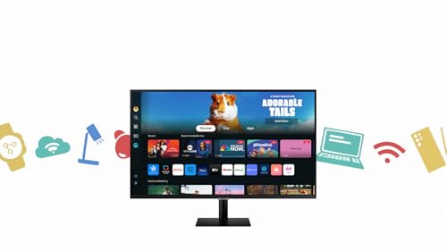 Samsung Smart Monitor M5 32 Noir — Test & Avis (FHD VA, Smart TV intégré) — détail de l'écran allumé