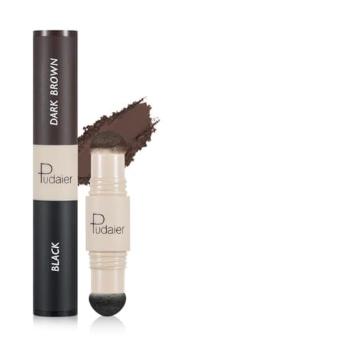 ROKZELT Polvo Capilar, Root Cover Up, Retoca Raíces, Negro Castaño Oscuro, Doble Cara, Esponja, Fácil Uso, Para Cubre Canas Raíces