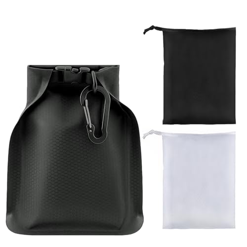 Sacchetto Portasapone da Viaggio Impermeabile con Asciugatura Rapida, per Campeggio, Escursionismo, Palestra - Include 2 Retine e Moschettone (Grigio)