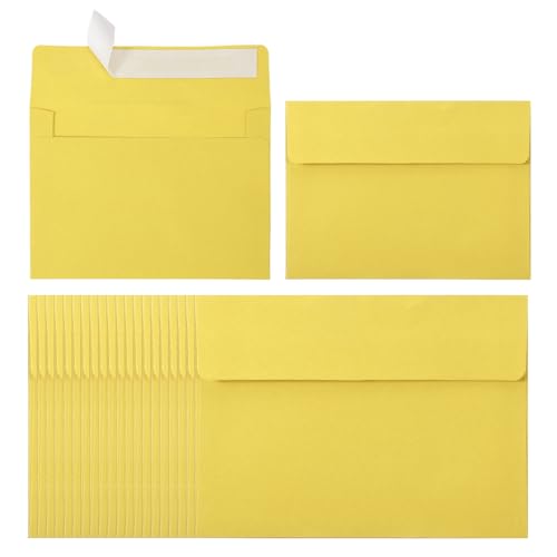 PATIKIL 60 Enveloppes A2, Enveloppes Jaunes Autoadhésives Pour Cartes Postales Cartes De Mariage Cartes De Vœux Photos Annonces Envoi Postal, Taille 14.6 x...