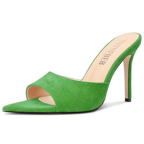 Image of TNYNFBEB Womens Stiletto High Heel Pointed Open Toe Sandals Mules Shoes Slingback Slip-on Prom Party Dress Summer 3.9 Inches Heels
