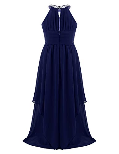 FEESHOW Big Girls Halter-Neck Lace Chiffon Junior Bridesmaid Dress Floor-Length Wedding Prom Evening Long Gowns2