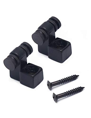 Metallor Guitar Roller String Trees String Retainer Guides Compatible with Strat Tele Style Electric Guitar Parts Replacement with Mounting Screws Pack of 2pcs Black.