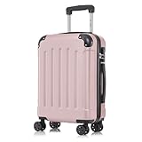 yonsly Koffer Suitcase M Roségold, Trolley Reisekoffer, Rollkoffer Handgepäck, Kabinenkoffer mit 4 Rollen 360°, Hartschalenreisekoffer, Zahlenschloss, Weicher Gummigriff