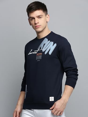 Image of SHOWOFFFF Men Printed Pullover Sweatshirt | Round Neck Full Sleeves Cotton Sweatshirt's for Mens | Coral Slim Fit Regular Length Sweatshirts for Men's