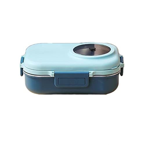 Bento Boxes Lonchera aislada de acero inoxidable portátil Bento Box contenedor de alimentos separado con cuenco de sopa vajilla (color: azul)