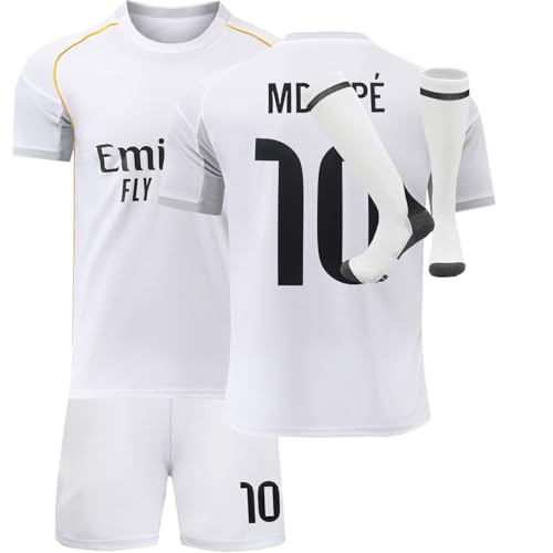 Soft Gardin 2025/2026 No #10 Home Football Soccer Jersey/Shorts Socks Gift Set Youth Sizes (White 24).