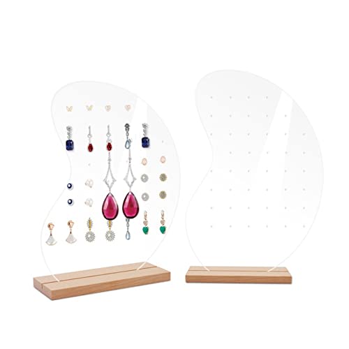 Vigcebit Présentoir de Boucles d'oreilles en Acrylique - Support Acrylique Transparent,46 Trous Boucle d'oreille Bijoux Support d'affichage, Bijoux Support vitrine Organisateur étagère, Boucles Cover