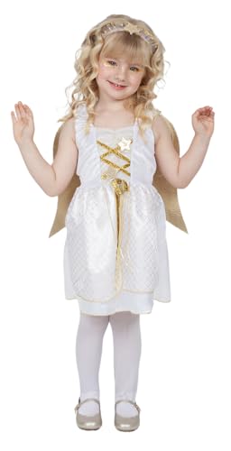 Rubies Disfarce anjo deluxe para meninas, anjo natalício, vestido com asas e grinalda para a cabeça, natal, presépio de Natal, para funções escolares, eventos natalícios, presépio