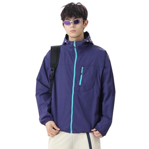 Image of Venzina Men's UPF 50+ Sun Protection Jacket, 4-Way Stretch Quick-Dry Windbreaker with Breathable Mesh & Elastic Cuffs, Sunscreen Jacket for Men - Hiking, Travel