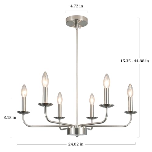 Owblbwo 6 Light Brushed Nickel Chandelier For Dining Room Light Fixture thumb #3