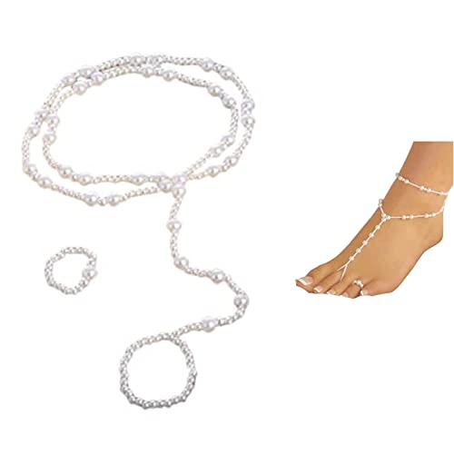 Mausong Nattypat Bridal Beach Pearl Barefoot Sandal Foot Jewelry Anklet Bracelet Ankle Chain #TOP18