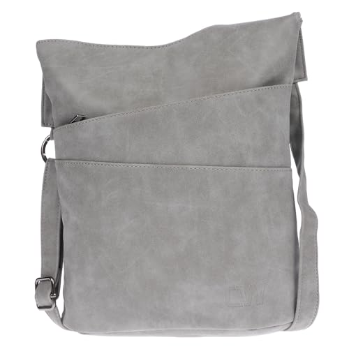 Christian Wippermann Damen Tasche Schultertasche Umhängetasche Crossover Bag Leder Optik Handtasche Grau
