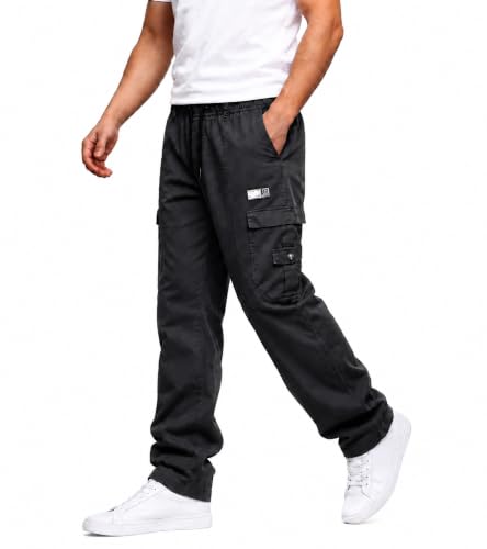 Image of DEELMO Cargo Pant for Men | Cotton Cargo's Pant | Men's Cotton Cargo Trousers | Elastic Drawstring Waist Straight Fit | Comfortable Breathable Cargos for Casual to (Available in Pluse Size)