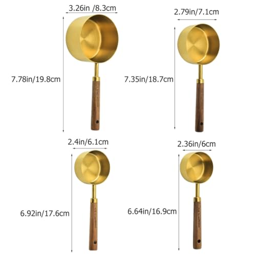 Cucharas medidoras de acero y madera de nogal para repostería elegante 3