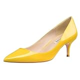 JOY IN LOVE Women's Shoes Low Heels Pointy Toe Kitten Heel Daily Pumps Yellow 5.5 US
