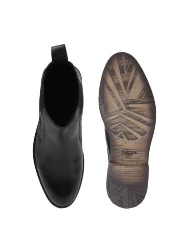Image of Carlton London Men's Premium Leather Slip-On Solid Chelsea Boots