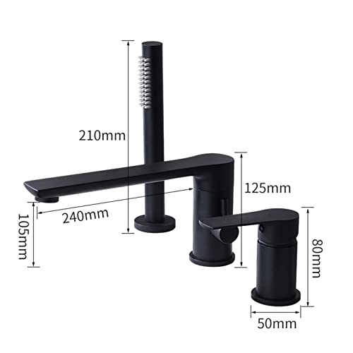 Mitigeur de bain-douche or brossé à 3 trous avec bec pivotant - 3