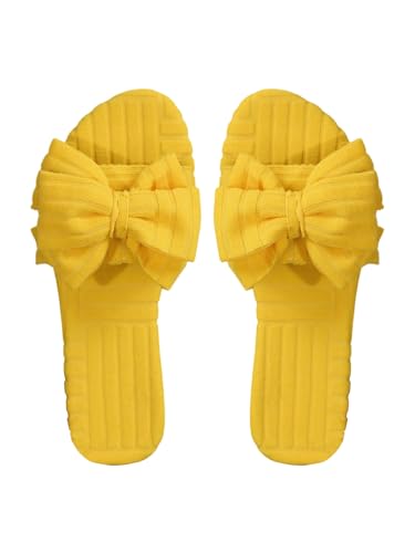 GORGLITTER Women's Bow Knot Flat Sandals Open Toe Slip On Slide Slipper Flats