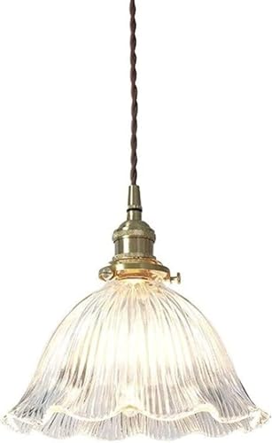 Lustre suspension en verre vintage et plafonnier retro industriel transparent