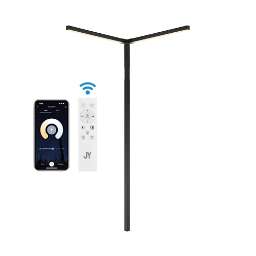 Image of JONATHAN Y 18.25 inch Black 2-Light Metal Integrated LED Sconce, Modern Minimalist Plug-in Wall Lamp for Ceiling Corner, App and Remote Control, Dimmable, ETL Listed JYL9552A