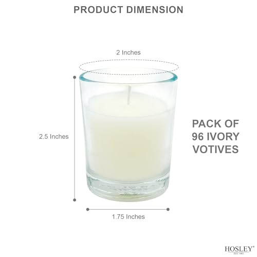 Image of Hosley's 96 Pack of Ivory Unscented Clear Glass Filled Votive Candles