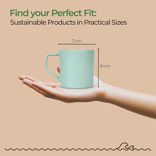 Image of Coffee Mug Set Made with Rice Husk & Bio Composite Material | 200ml Capacity | Pastel Green | Set of 6 | Microwave & Dishwasher Safe | Travel Mug