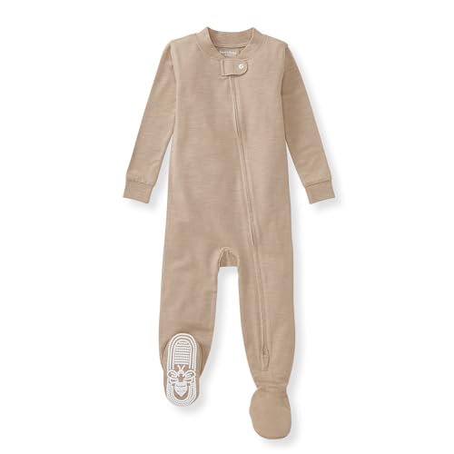 Image of Burt's Bees Baby Unisex Baby Honeysoft Sleeper Pajamas, Zip Front Non-slip Footed Footie Pjs, Organic Cotton & Lyocell