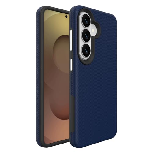 Image of NOXO Ultra-Hybrid Triangle Back Case Cover for Samsung Galaxy S26 Plus | Shockproof Design | Camera Protection | Soft TPU & Rugged PC | Bumper Cases and Covers (Prussian Blue)