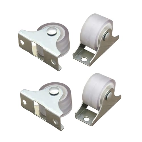 GUYTRM 4Pcs 1 Inch Rail Fixed Casters Flight Boxes Small One-Way Wheel Furniture Casters Mute Silencing Trolley Pulley Wheel White 25mm lingli