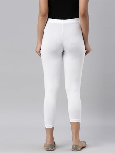 Image of GO COLORS Soft Cotton Stretch Cropped Leggings for Women | Breathable, Mid Rise