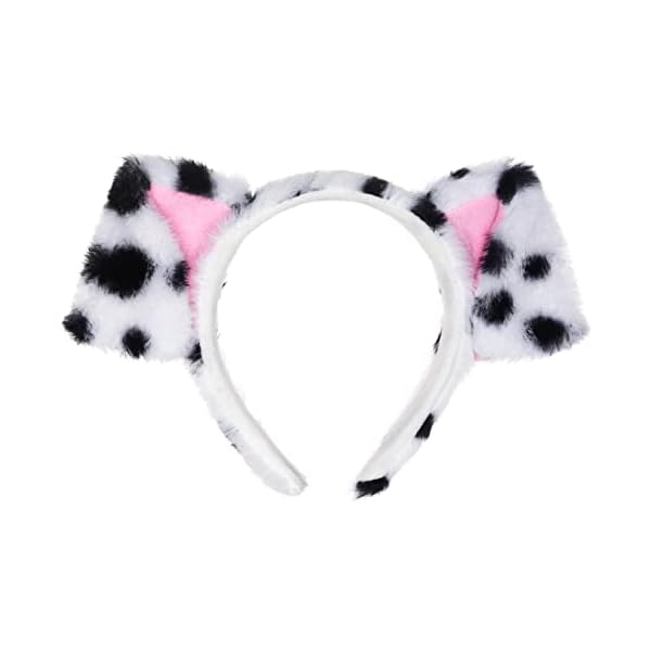 Jmkcoz dalmatian dog ears headband puppy ears headband animal headwear kids dog costume for halloween dress up carnival cosplay party