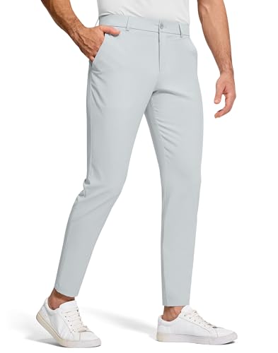 Men's Golf Dress Pants 30" Inseam Stretch Skinny Tapered Lightweight Breathable Chino Trousers with Pockets for Casual Work