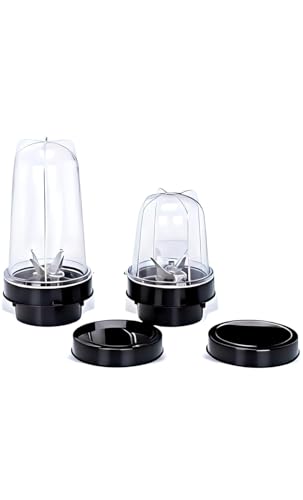 Image of Heavy & Unbreakable bullet mixer grinder 2pc jar set enhance your blending experience with bullet mixer juicer jar (300ml & 500 ml) universal 4-teeth coupler, 2-slot compatible.