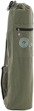 FlowMats top Loading Canvas Yoga mat Bag/mat Carrier with Zipper Pocket and Drawstring, fits Yoga mats