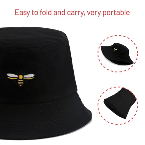 Image of Cotton Bucket Hat for Women Men Summer Travel Sun Beach Bucket Cap, Unisex Outdoor Fisherman Hat