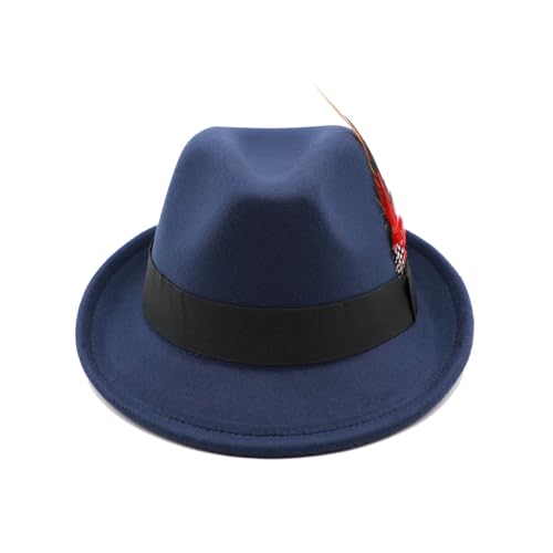 Image of Unisex Trilby Hats Classic Fedora Hats for Women Men Dress Hats Felt Short Brim Fedoras Hat Panama Hat with Band