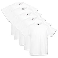 Fruit of the Loom 5 Kinder T-Shirts Valueweight 104 116 128 140 152 Diverse Farbsets auswählbar 100% Baumwolle (140, Weiss)