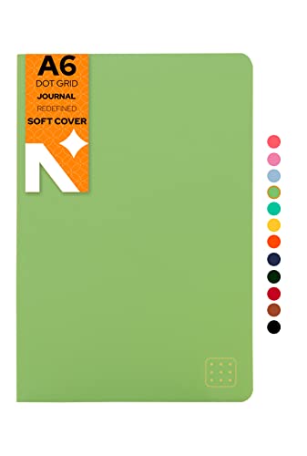 Image of NEORAH -A6Dotgrid Notebook SOFT COVER Organiser REFILL|Dotted notebook Journal |110 GSM |160 pages (Size 14.8 cm x 10.5 cm) Planner Journaling Writing Note Taking Diary,Travellers journal-LIGHT GREEN