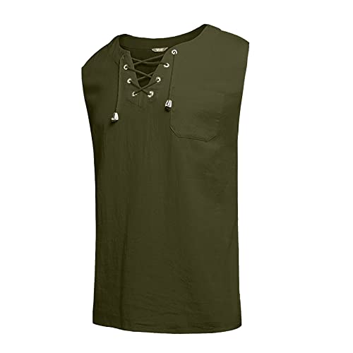 Ymosrh Men's Tank Top Casual Loose Cotton Linen Shirts Colour Shirt Blouse Sleeveless Vest Beach Shirts Tops for Men4