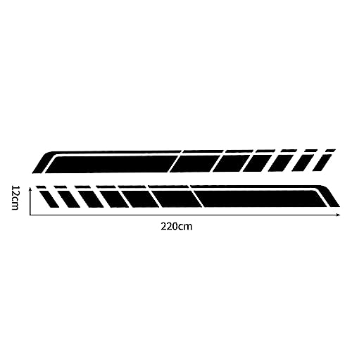 Image of ramuel Sports Racing Strip Stickers Side Skirt Vinyl Decals(2PCS,Black