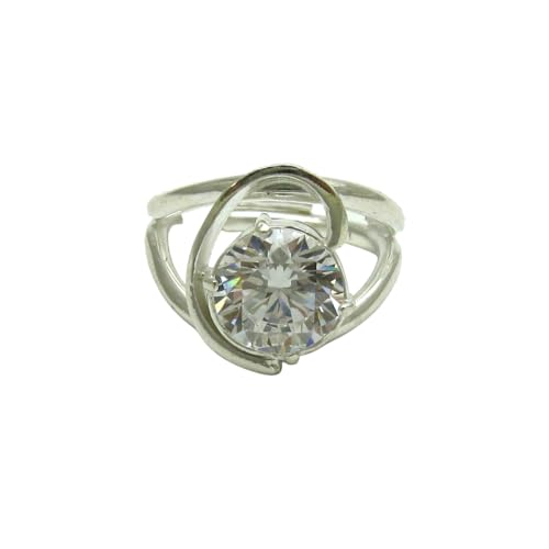 Bague en argent massif 925 Empress sertie d'un éclatant CZ de 10mm