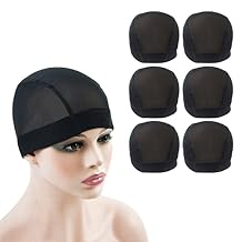6 Pcs Mesh Cap Wig Caps for Making Wig Stretchy Wig Cap with Wide Elastic Band Black S