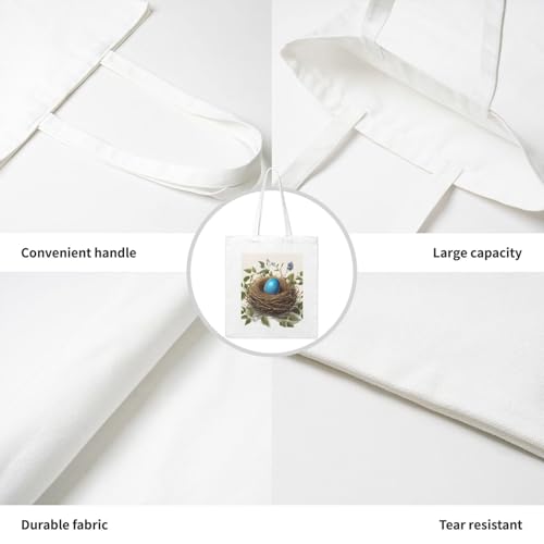 Reusable Heavy-Duty Canvas Tote Bag, Birds Nest handbag 15.75x13.87 Inch, Large Eco-Friendly Shopping Tote for Travel, Gym, Gifts, Machine Washable4