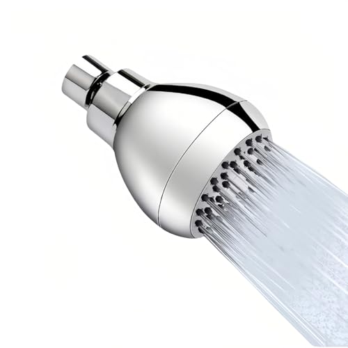 High Pressure Shower Head 3' Chrome - 360° Rotating Self-Cleaning Jets, Water Saving Flow...
