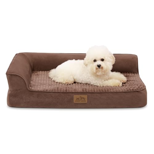 COZY KISS Sofá Perro Ortopédica Grande - Cama Perro Desenfundable y Lavable (Marrón-L-Type, S(76 * 51 * 19CM))