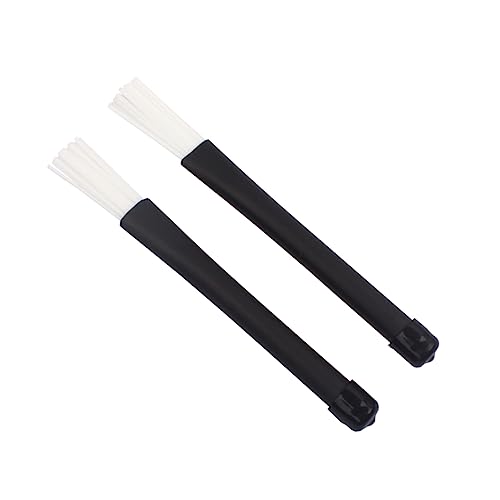 HEMOTON Retractable Drum Brush Sticks Jazz Drum Accessories 2-pack Brush Sticks Nylon Tips Black White Design